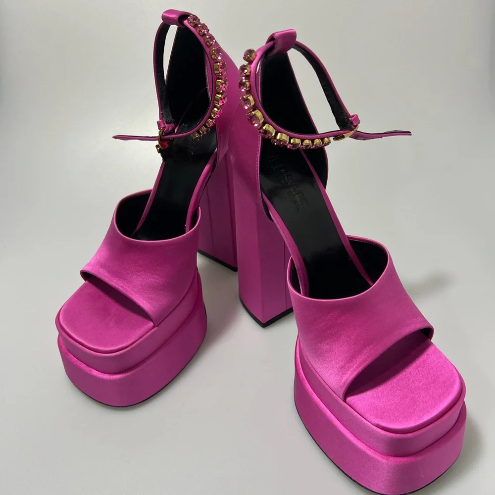 Versace Aevitas Satin Platform Pumps Pink Women’s EU 38.5/US 8.5 - Picture 2 of 12